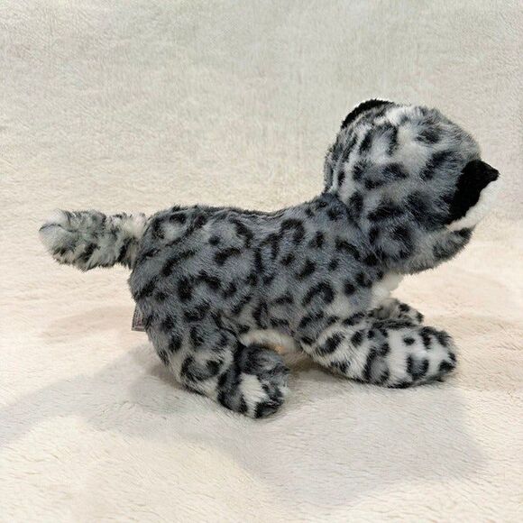 Aurora Babies 11” Snow Leopard Cub Black and Grey Realistic Plush Stuffed Animal - Picture 4 of 6
